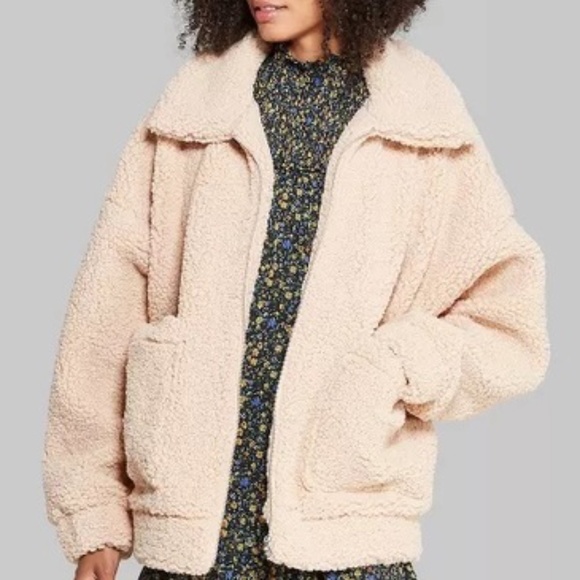 wild fable Jackets & Blazers - Wild Fable Oversized Zip-Up Sherpa Faux Fur Jacket